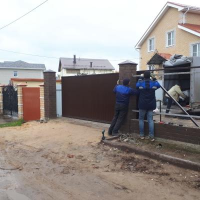 Откатные ворота в д. Новинки